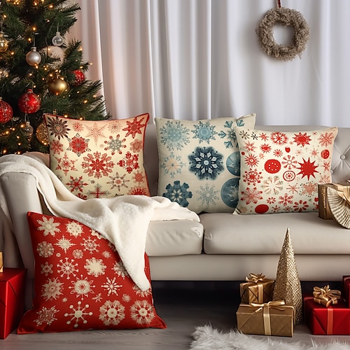 

Doppelseitiger Kissenbezug mit weihnachtlichen blauen Ornamenten, 1 Stück, weicher, dekorativer quadratischer Kissenbezug für Weihnachten, für Schlafzimmer, Wohnzimmer, Sofa, Couch, Stuhl