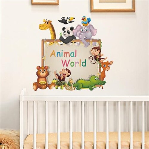 

2PCS Cartoon Animal World Giraffe Elephant Living Room Home Decoration Wall Sticker