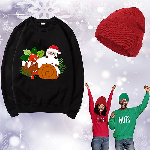 

Weihnachten Weihnachtsmann Mützen Weihnachtsstrickjacke Pullover Bedruckt Grafik oben Hut Für Herren Damen Unisex Erwachsene Heißprägen 100% Polyester Party Festival