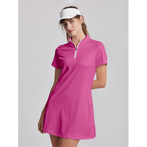 

Mujer Vestido de tenis vestido de golf Transpirable Secado rápido Dispersor de humedad Sin Mangas Traje de tenis Ropa de tenis Ajuste regular Cremallera Bolsillos laterales Color sólido Verano Tenis