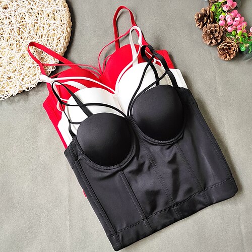 

Sensual Y2K Ano 2000 Corpete Tubo Superior Regata Sutiã push-up Top curto corpete Garota gótica Mulheres Cosplay Ocasiões Especiais Carnaval Festa Boate Clubwear Colete