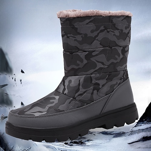 

Homens Feminino Botas Botas de Neve Forro de Lã Caminhada Casual Ao ar livre Diário Tecido Quente Antiderrapante Botas / Botins Mocassim Camuflagem Azul Camuflagem Preto Preto puro Inverno