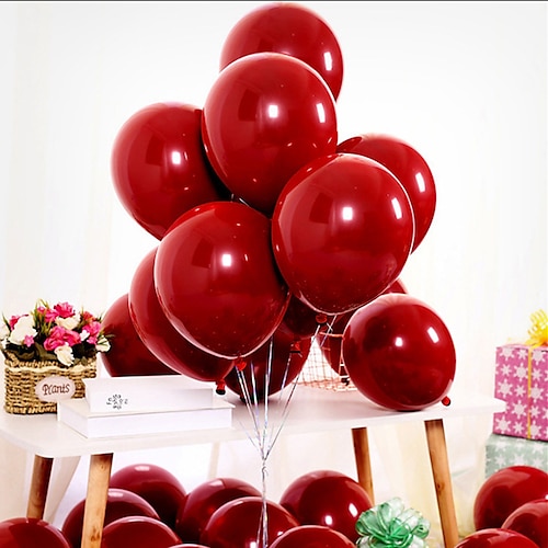 

100pcs/set Valentine's Day Double Garnet Red Balloon Wedding Room Floating Empty Wedding Room Decoration Valentine's Day Proposal Confession Creative.