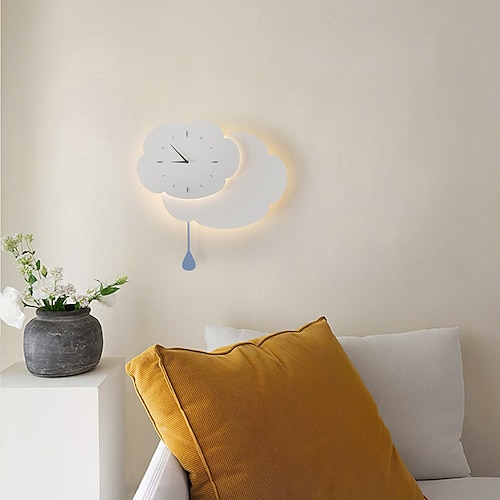 

Aplique de pared, reloj de pared, diseño de nube, 3 colores, fondo de sala de estar, luz de pared para dormitorio, habitación de niños, 110-240v