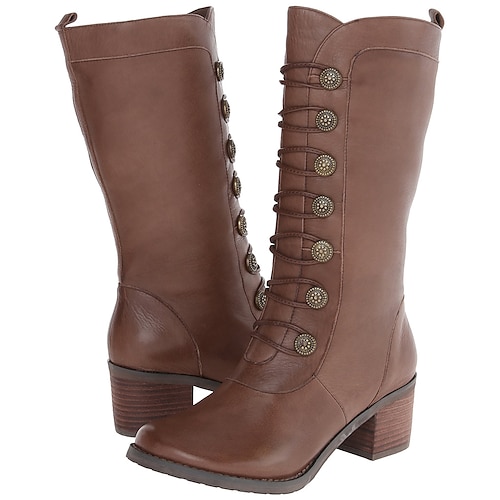 

Mulheres Botas Botas de botão Tamanhos Grandes Botas de Montaria Ao ar livre Diário Botas Longas Salto de bloco Salto Robusto Ponta Redonda Vintage Moda Elegante Couro Ecológico zíper Côr Sólida