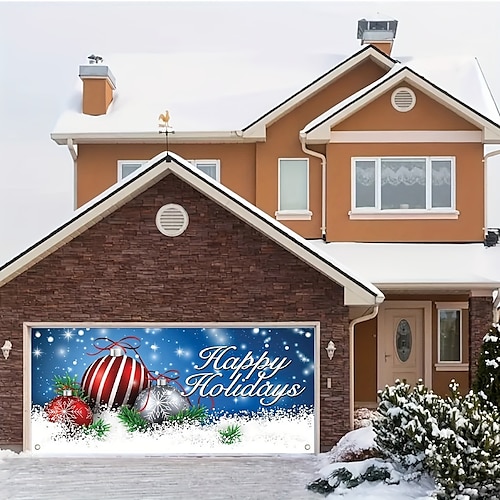 

Couverture de porte de garage extérieure de noël, ornements de bannière de porte de noël, grande porte murale, décoration de toile de fond de noël pour décorations murales de maison de vacances