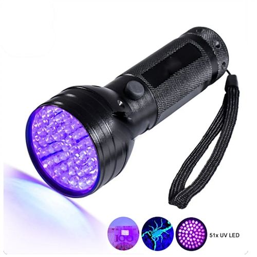 

UV-LED-Taschenlampe, 51 LEDs, 395 nm, ultraviolette Taschenlampe, Schwarzlicht-Detektor für Hundeurin, Haustierflecken und Bettwanzen