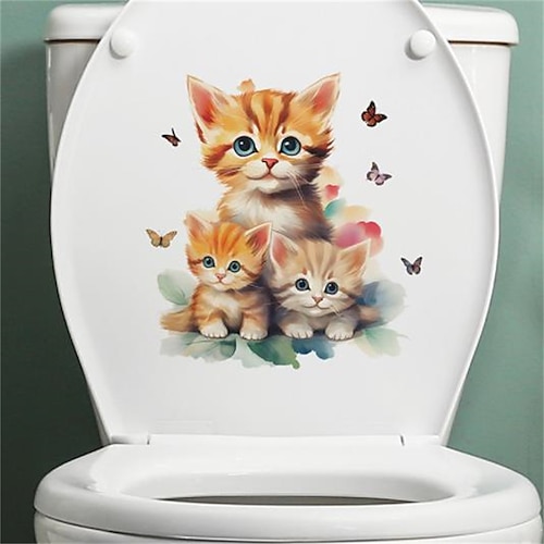 

Lohan – autocollant mural pliable en forme de chat, pâte de toilette pour salle de bain, embellissement, autocollant mural décoratif