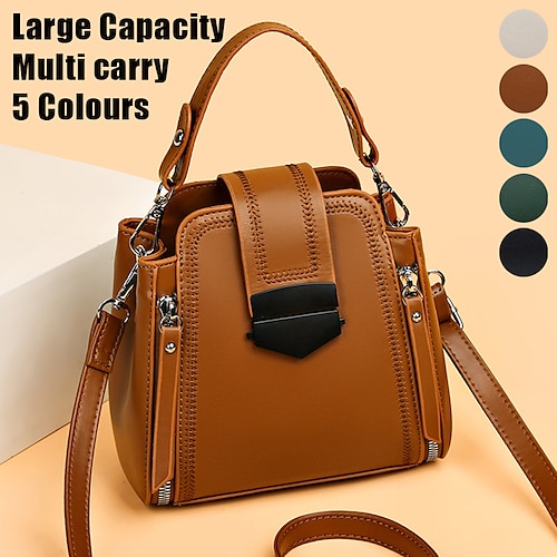 

Women's Handbag Crossbody Bag Shoulder Bag Bucket Bag PU Leather Shopping Daily Holiday Embroidery Zipper Large Capacity Lightweight Multi Carry Solid Color 2022-1 Green 2022-1 yellow 2022-1 black