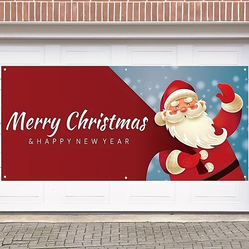 

Christmas Outdoor Garage Door Cover Xmas Door Banner Santa Large Door Mural Christmas Backdrop Decoration for Holiday Home Wall Decorations