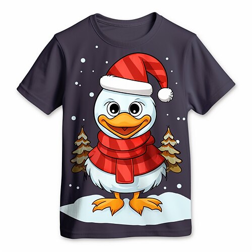 

Natal meninos 3d pintinho camisa de manga curta impressão 3d outono ativo esportes moda poliéster crianças 3-12 anos ao ar livre casual diário ajuste regular