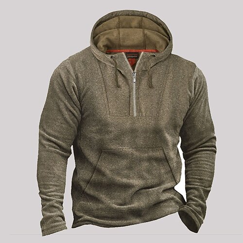 

Homme Sweat à capuche Sweat à capuche boutonné Vert Véronèse Capuche Plein Poche Sport Loisir du quotidien Vacances Vêtement de rue Décontractées Tactique Printemps Automne Vêtement Tenue Pulls