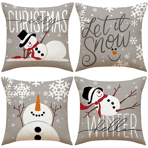 

Funda de almohada de muñeco de nieve de Navidad, 1 unidad, almohadas decorativas de Navidad, fundas de almohada, funda de almohada suave para dormitorio, sala de estar, sofá, silla, banco