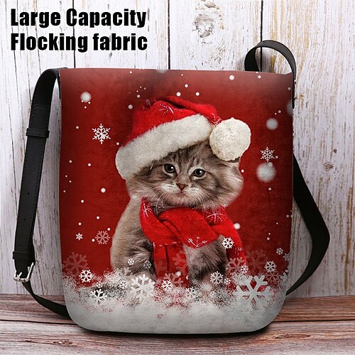 

Damen Umhängetasche Schultertasche Flauschige Tasche Polyester Weihnachten Täglich Festtage Bedruckt Hohe Kapazität Leichtgewichtig Langlebig Katze Zeichen Rot