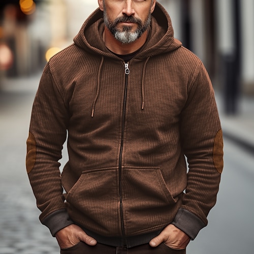 

Hombre Sudadera Sudadera con capucha y cremallera completa Negro Azul Piscina Marrón Verde Trébol Café Con Capucha Plano Bolsillo Deporte Diario Festivos Pana Ropa de calle Fresco Casual Primavera