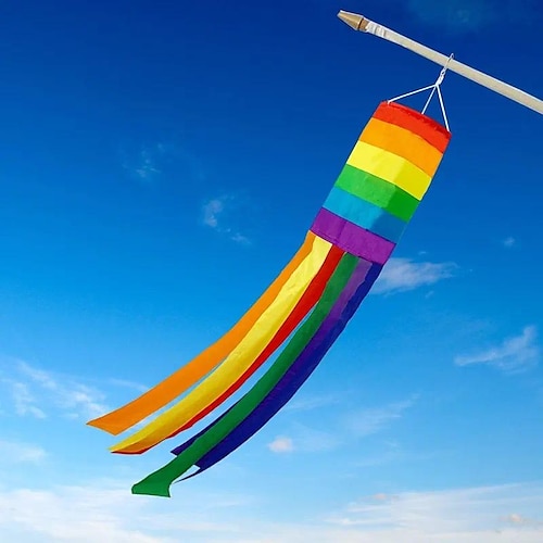 

1 Stück, Regenbogen-Säulen-Windsack-Flagge, 78 cm, Regen-Windsack-Flagge, gestreift, Outdoor-Dekoration, LGBT-Event-Banner-Dekoration, Pride-Day-Dekoration, Pride-Day-Partygeschenk,