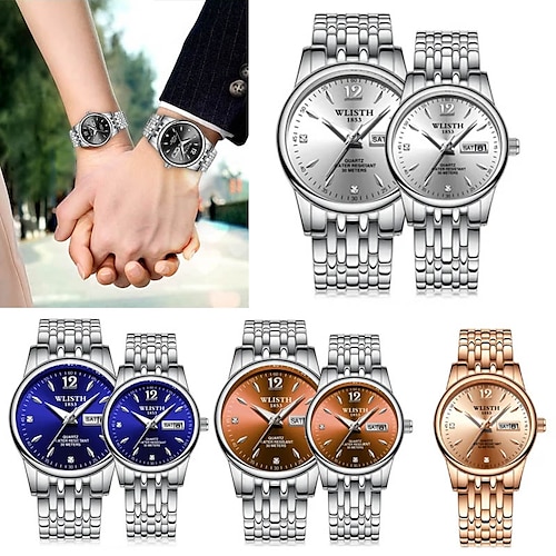 

Mujer Hombre Relojes de cuarzo minimalista Deportes Reloj de Muñeca Resistente a los Golpes Luminoso Fecha Semana Acero Inoxidable Reloj