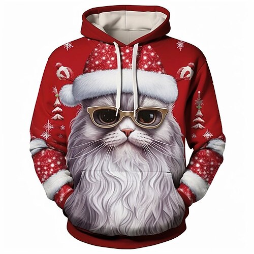 

Animal Gato feliz Natal Moda Diário Básico Homens Impressão 3D Moletom Estacionar Esportes Feriado Férias Moletons 5 #1 #2 Com Capuz Imprimir Bolso frontal Primavera Outono Designer