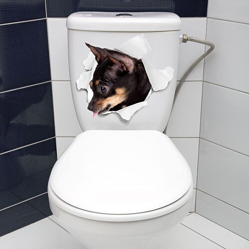 

1 peça adesivos engraçados de cabeça de cachorro pvc para banheiro decoração de banheiro adesivos autoadesivos adesivos de embelezamento de banheiro adesivos decorativos de parede.