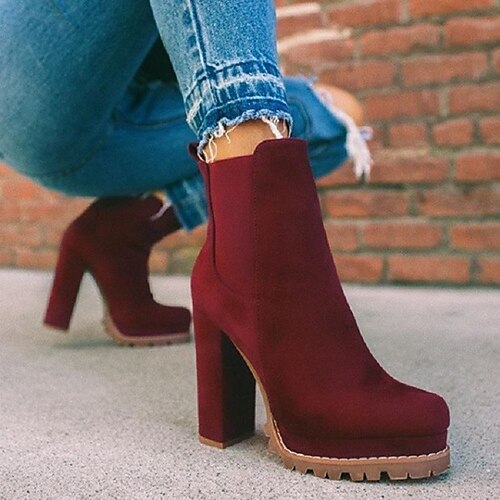 

Mulheres Botas Botas Chelsea Tamanhos Grandes Botas de salto Ao ar livre Diário Botas Botas Tornozelo Plataforma Salto Robusto Ponta Redonda Elegante Moda Sensual Couro Ecológico Banda Elástica