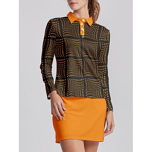 

Femme T-shirt POLO Bleu Orange manche longue Protection Solaire Top Tenue de golf Vêtements Tenues Porter des vêtements