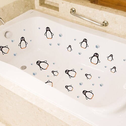 

6 Stück Pinguin rutschfeste Badewannen-Dekorwand mit selbstklebendem, wasserfestem Badezimmer-Badewannenaufkleber.