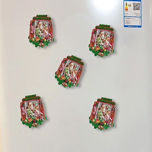 

Adesivo de geladeira de resina de natal decoração desenho animado tridimensional adesivo magnético de cozinha impressão em relevo uv adesivo de geladeira magnético decoração