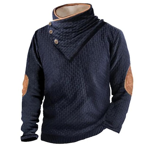 

Men's Sweatshirt Navy Blue Standing Collar Color Block Patchwork Sports Outdoor Daily Holiday Streetwear Basic Casual Spring Fall Clothing Apparel Hoodies Sweatshirts