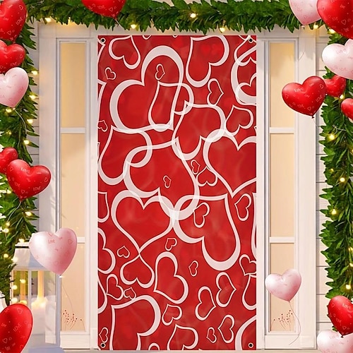 

Bonne Saint-Valentin porte couvre porte tapisserie porte rideau décoration toile de fond porte bannière pour porte d'entrée ferme vacances fête décoration fournitures