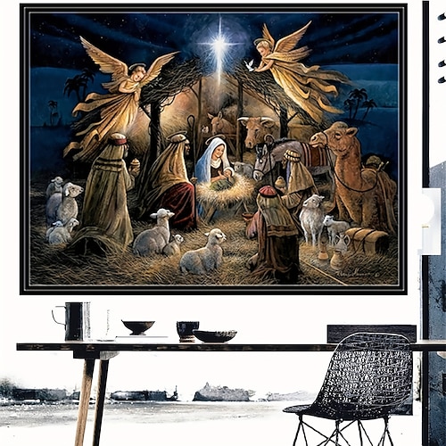 

1pc People DIY Diamond Painting Nativity Diamond Painting Handcraft Home Gift Without Frame