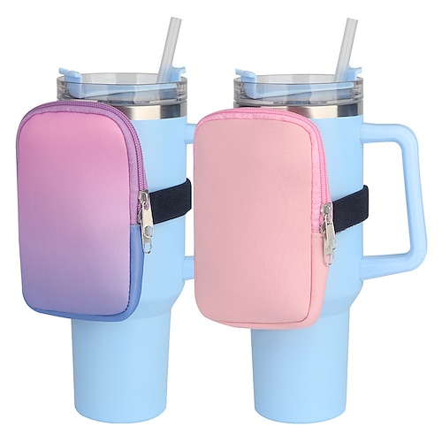 

Bolsa para botella de agua para taza Stanley, carrito para botella de agua de 40oz/20oz/30oz, bolsa de vaso de neopreno para tarjetas, llaves, billetera y auriculares