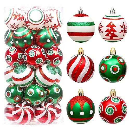 

30pcs Christmas Tree Christmas Ball Ornaments, 30pcs Shatterproof Christmas Tree Ornaments, Tree Hanging Ball Multicolor Christmas Ball Ornaments Set, Party Decoration.