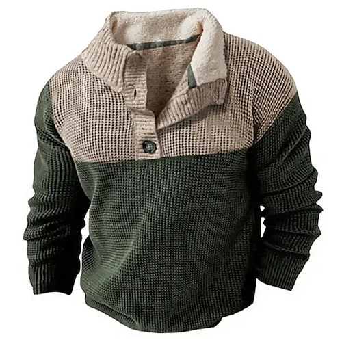 

Herren Sweatshirt Pullover Sherpa Linend Armeegrün Henley Farbblock Patchwork Sport Natur Täglich Festtage Strassenmode Brautkleider schlicht Dünnes Vlies Herbst Winter Bekleidung Kapuzenpullover