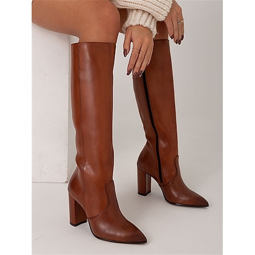 

Mujer Botas Botas cowboy Tallas Grandes Botas de tacon Exterior Diario Botas hasta la rodilla Invierno Talón de bloque Tacón Cuadrado Dedo redondo Vintage Casual Minimalismo Cuero Sintético PU