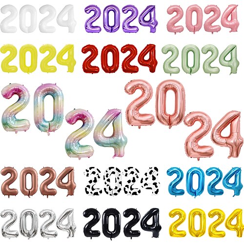 

2024 Balloons, 2024 Foil Number Balloons,2024 Balloons New Year, Large 2024 Mylar Balloons for 2024 New Years Eve Party Supplies Festival Birthday Anniversary Graduation Decorations