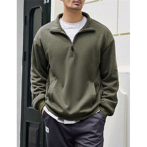 

Men's Sweatshirt Quarter Zip Sweatshirt Army Green Half Zip Plain Sports Outdoor Daily Holiday Streetwear Basic Casual Spring Fall Clothing Apparel Hoodies Sweatshirts