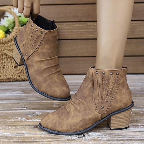 

Damen Stiefel Übergrössen Outdoor Täglich Feste Farbe Stiefeletten Stiefeletten Winter Schnalle Blockabsatz Spitze Zehe Elegant Plüsch Brautkleider schlicht Kunst-Veloursleder PU Reißverschluss