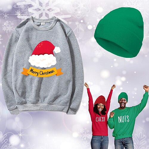 

Navidad Papá Noel Sombreros Suéter de navidad Sudadera Estampado Gráfico Cima Sombrero Para Hombre Mujer Unisexo Adulto Estampado en caliente 100% Poliéster Fiesta Festival