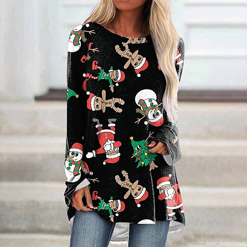 

Christmas Snowman Reindeer T-shirt Print Graphic T-shirt For Women's Adults' 3D Print 100% Polyester Party Festival