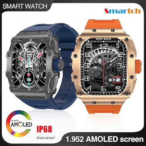 

696 AK65 Reloj inteligente 1.95 pulgada Smartwatch Reloj elegante Bluetooth Podómetro Recordatorio de Llamadas Seguimiento del Sueño Compatible con Android iOS Mujer Hombre Llamadas con Manos Libres