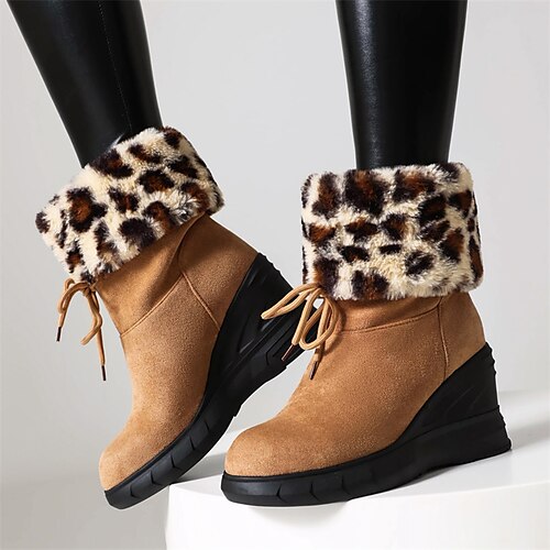 

Women's Boots Platform Boots Snow Boots Lolita Outdoor Daily Mid Calf Boots Booties Ankle Boots Winter Wedge Heel Casual Comfort Faux Fur Faux Suede Camel Black