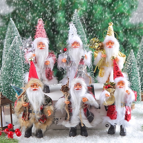

enfeite de papai noel de natal, enfeites para decoração de casa, presente de festival, papai noel, presente de decorações de natal de textura clara em pé