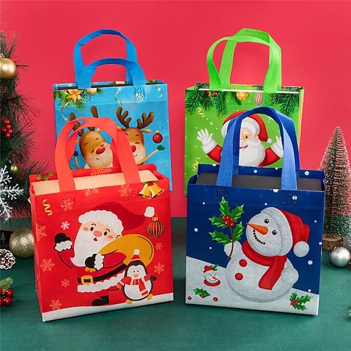 

20 Stück Frohe Weihnachten Vlies-Geschenktüten Neujahrsparty Weihnachtsmann Elch Schneemann Geschenkverpackung Tasche Dekoration, Weihnachtsgeschenke, seltsame Sachen, Einkaufstasche,