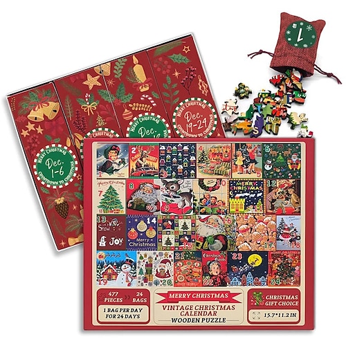 

Puzzle de calendrier de l'Avent de Noël 2023 1008 pièces, calendrier de Noël pour homme et femme, puzzle cadeau du Père Noël, idéal pour la décoration de la maison