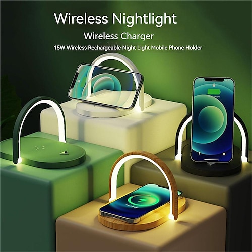 

3 in 1 Universal LED Wireless Charger Charging Pad Station For Room Desk Bedside Touch lampe Night Light Decoration