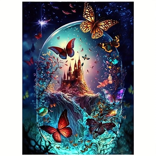 

1pc Animal DIY Diamond Painting Butterfly and Castle Diamond Painting Handcraft Home Gift Without Frame