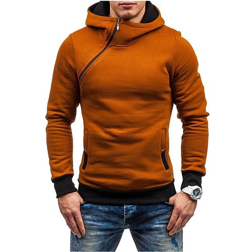 

Men's Hoodie Brown Hooded Plain Sports Outdoor Daily Holiday Vintage Cool Casual Fall Winter Clothing Apparel Hoodies Sweatshirts