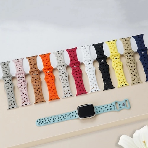 

Flower Engraved Compatible with Apple Watch band 38mm 40mm 41mm 42mm 44mm 45mm 49mm Hollow-Out Silicone Strap Replacement Wristband for iwatch Series Ultra 8 7 SE 6 5 4 3 2 1