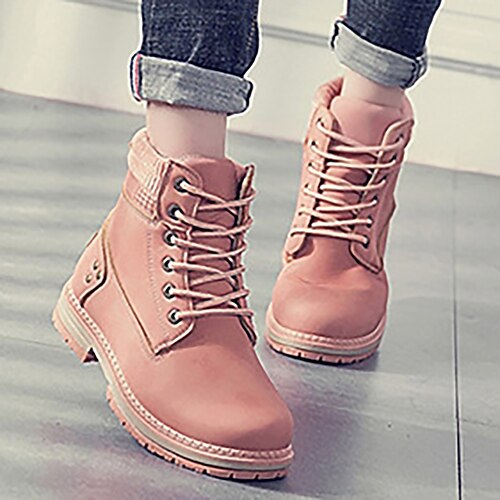 

Damen Stiefel Springerstiefel Übergrössen Wanderstiefel Outdoor Täglich Feste Farbe Stiefeletten Stiefeletten Winter Blockabsatz Spitze Zehe Elegant Vintage Kunst-Veloursleder Schnürsenkel Schwarz