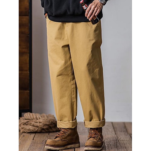 

Hombre Pantalones Chinos Pantalones casuales Botón Bolsillo Pierna recta Plano Comodidad Transpirable Exterior Diario Noche Mezcla de Algodón Moda Casual Negro Verde Ejército